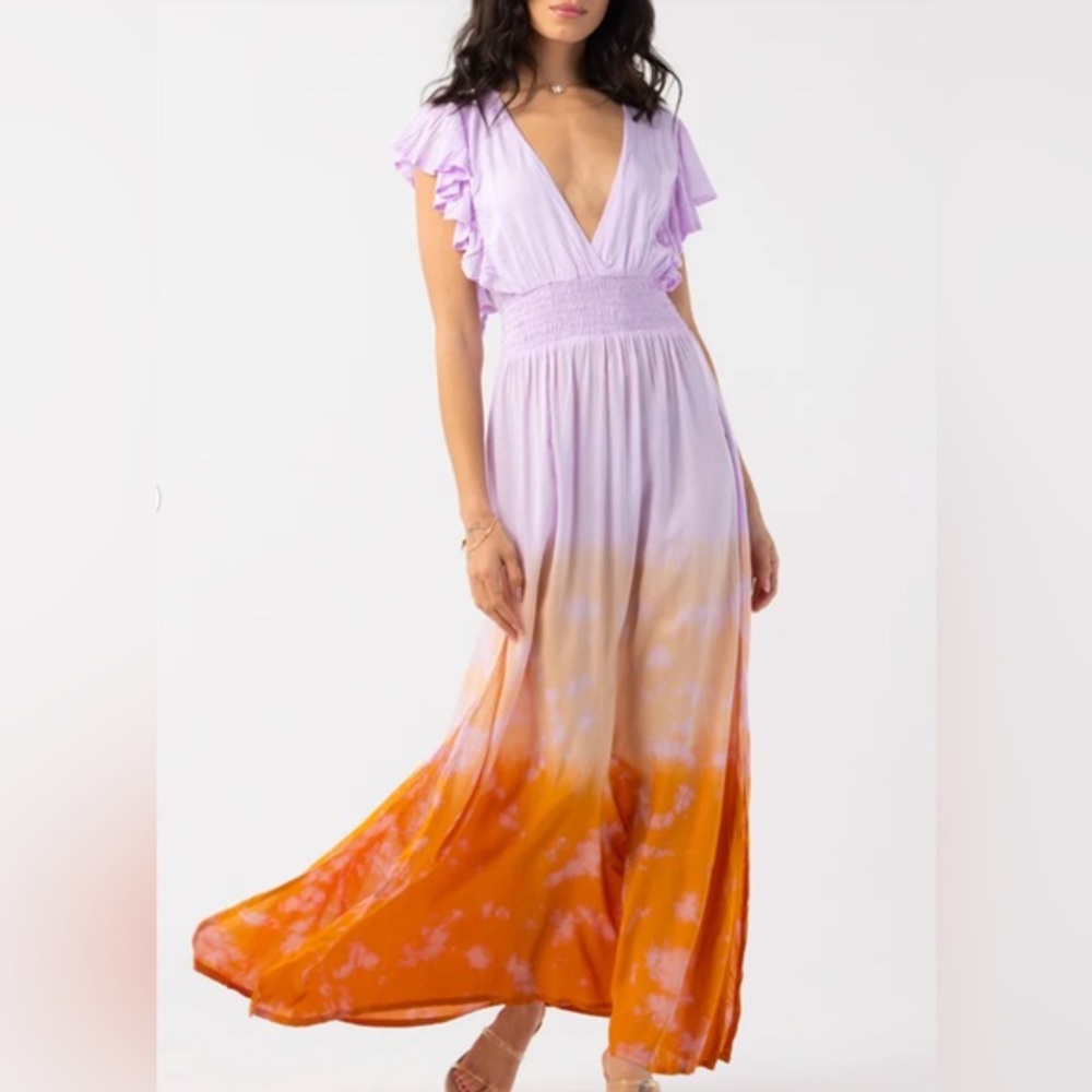 Tiare Hawaii Dahlia Maxi Dress in Violet‎ Rust Ombre